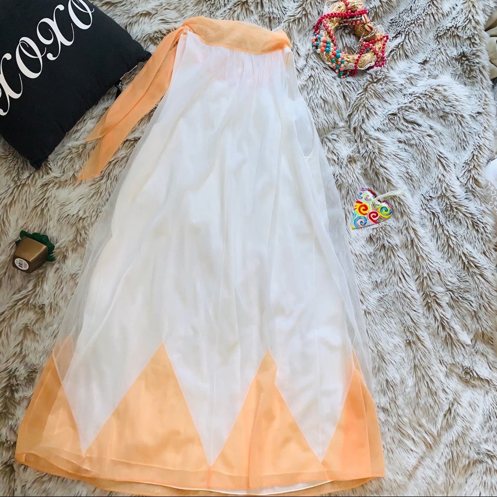 Vintage Penneys White & Peach Sheer Dress - Picture 4 of 8